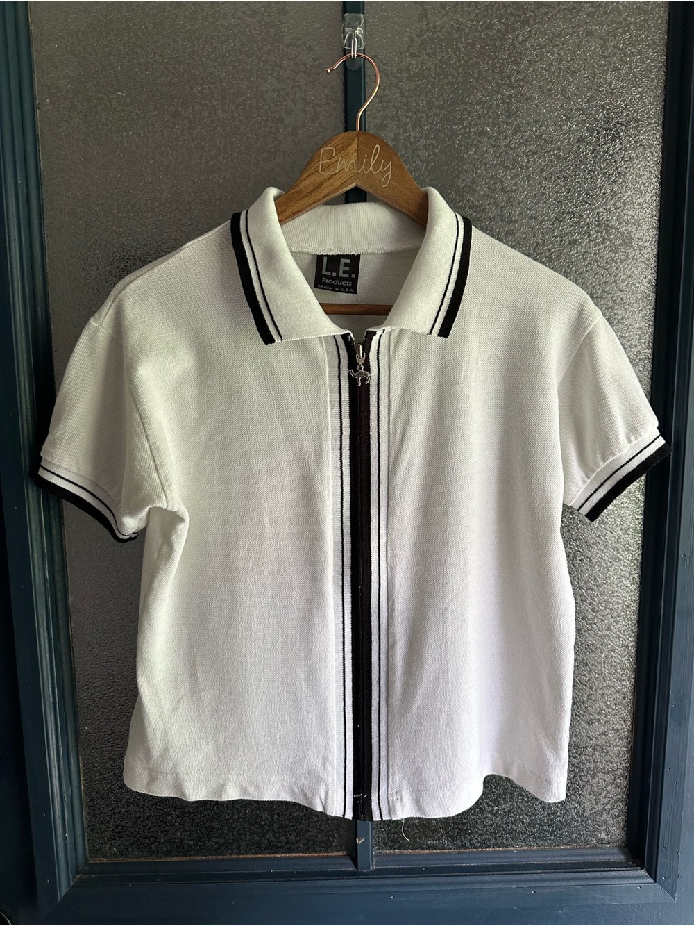 Rare Vintage Camel Cigarettes Brand White Short-Sleeve Zip Polo with Black Trim